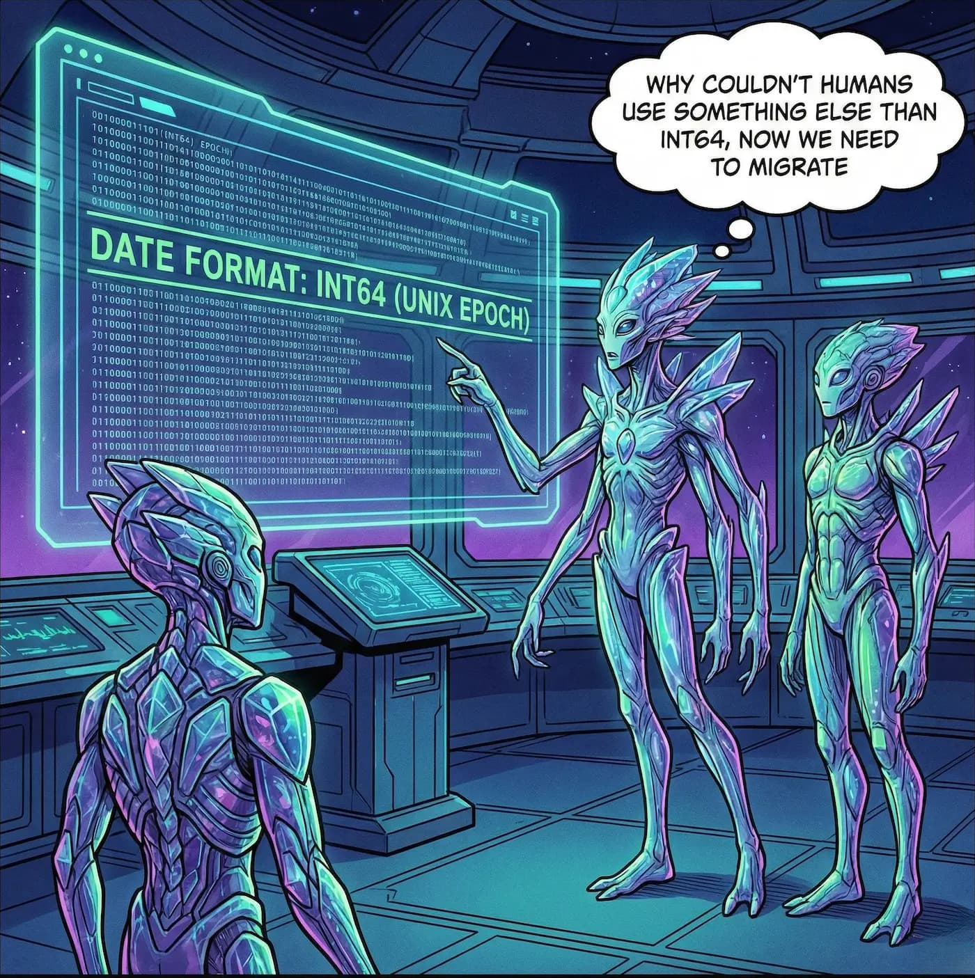 Aliens in year 292 billion need to migrate data